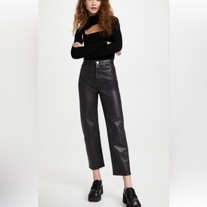 SPRWMN Lamb Leather 5 Pocket Straight Leg Pants Black Medium